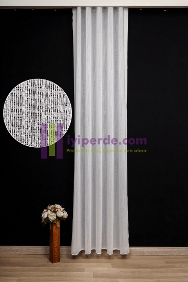 Buzlu Zemin Modern Düz Tül  Perde - Ekru Renk resmi