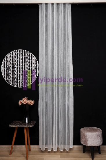 Gümüş Simli Çelik Dokuma Tül Perde resmi