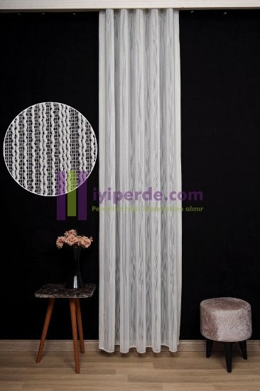 Dokuma Çelik Tül Perde Ekru Renk resmi