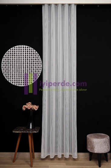 Yeni Trend Çapraz Dokuma Tül Perde - Ekru Renk resmi