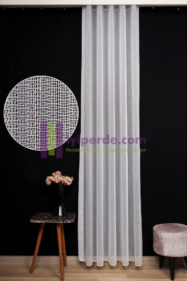 Modern İpek Doku Zarif Tül Perde - Ekru Renk resmi