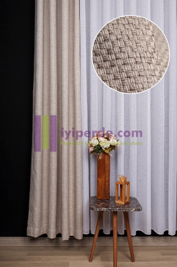 Modern Hasır Keten fon perde resmi