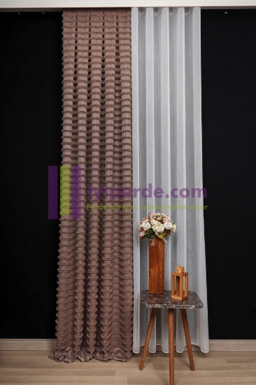 Yeni Tarz Sıralı Saçaklı Fon Perde - 2 resmi