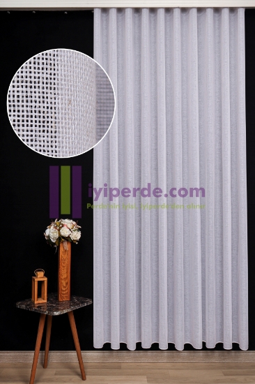 Kartanesi Modern Doku İpek Tül Perde - Ekru Renk resmi